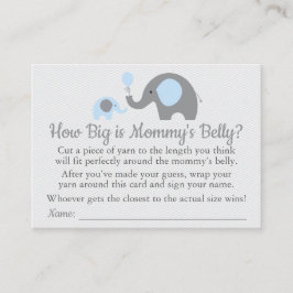 Blue Elephant Baby shower Hoe groot is mama's buik Contactkaartje