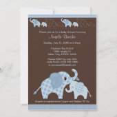 Blue ELEPHANT Baby shower Invitation CE-B Kaart (Voorkant)