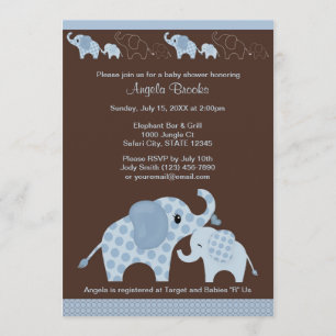 Blue ELEPHANT Baby shower Invitation CE-B Kaart