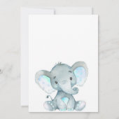 Blue Elephant Baby shower Invitation, jongen Kaart (Achterkant)