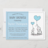 Blue Elephant Baby shower Invitation Kaart (Voorkant)