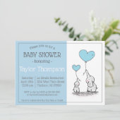 Blue Elephant Baby shower Invitation Kaart (Staand voorkant)