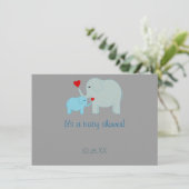Blue Elephant Baby shower Invitation Kaart (Staand voorkant)