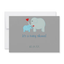 Blue Elephant Baby shower Invitation