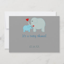 Blue Elephant Baby shower Invitation Kaart