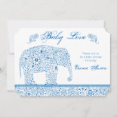 Blue Elephant Baby shower Invitation Kaart (Voorkant)