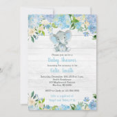 Blue Elephant Baby Shower Invitations for a Boy Kaart (Voorkant)