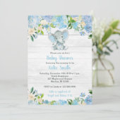 Blue Elephant Baby Shower Invitations for a Boy Kaart (Staand voorkant)