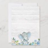 Blue Elephant Baby Shower Invitations for a Boy Kaart (Achterkant)