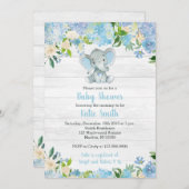 Blue Elephant Baby Shower Invitations for a Boy Kaart (Voorkant / Achterkant)