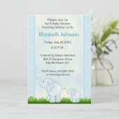 Blue Elephant Baby Shower Invitations Kaart (Staand voorkant)