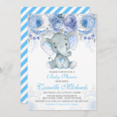 Blue Elephant Baby shower Kaart (Voorkant / Achterkant)