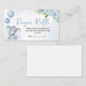 Blue Elephant Baby shower Luier Raffle Informatiekaartje (Voorkant / Achterkant)