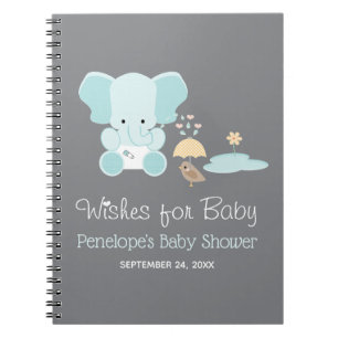 Blue Elephant Baby shower notebook Notitieboek