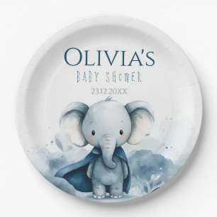 Blue Elephant Baby shower Papier Borden Papieren Bordje