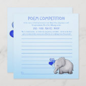 Blue Elephant Baby shower Poem Competition Game Kaart (Voorkant / Achterkant)