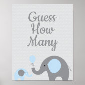 Blue Elephant Baby shower, raad eens hoeveel spelc Poster (Voorkant)