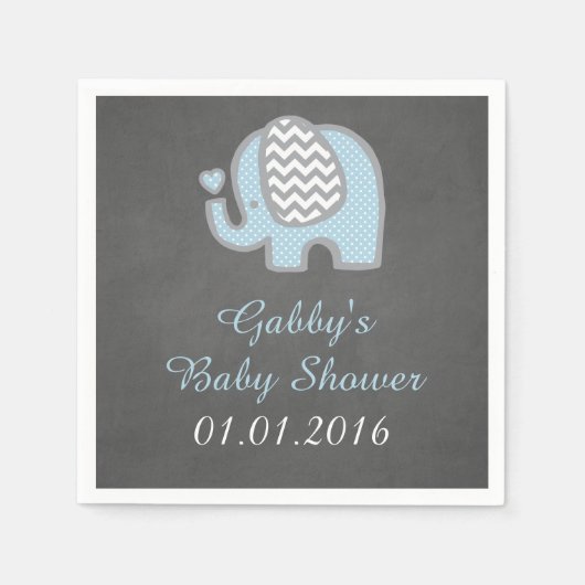 Blue Elephant Baby shower servetten (Voorkant)