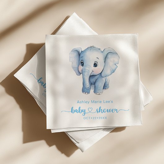Blue Elephant Baby shower servetten - Waterverf Ju