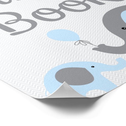 Blue Elephant Baby shower Sign the Guest Book Sign Poster (Hoek)