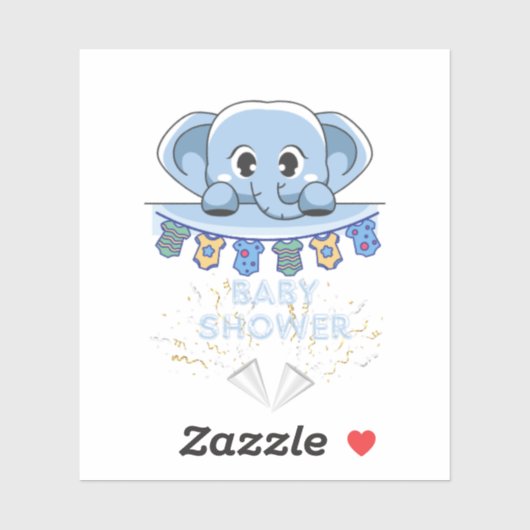 Blue Elephant baby shower Sticker (Vel)