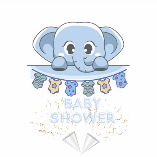 Blue Elephant baby shower Sticker (Voorkant)
