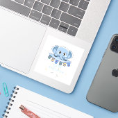 Blue Elephant baby shower Sticker (Laptop met iPhone)