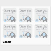 Blue Elephant Baby shower Stickers, Vierkant Vierkante Sticker (Vel)