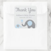 Blue Elephant Baby shower Stickers, Vierkant Vierkante Sticker (Tas)