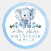 Blue Elephant Baby shower Stickers – Waterverf Sa (Voorkant)