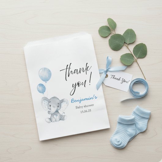Blue Elephant Baby Shower Thank You Bags Bedankzakje