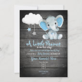 Blue Elephant Baby shower-uitnodiging, roesterig Kaart (Voorkant)