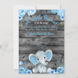 Blue Elephant Baby shower uitnodiging, rustiek Kaart