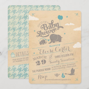  Blue Elephant Baby Shower Uitnodigingen