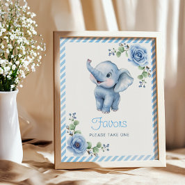Blue Elephant Baby shower voorkeursbord - Waterver Poster
