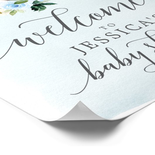 Blue Elephant Baby shower Welcome Sign Poster (Hoek)