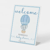 Blue Elephant Baby shower Welkom Reclamebord Met Voetstuk (Voorkant)
