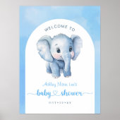 Blue Elephant Baby shower Welkomstbord – Watercolo Poster
