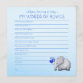 Blue Elephant Baby shower Words of Advice for Baby Advieskaart (Voorkant)