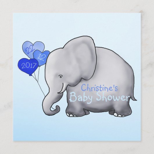 Blue Elephant Baby shower Words of Advice for Baby Advieskaart (Achterkant)