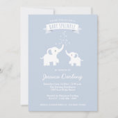 Blue Elephant Baby "Sprinkle" Shower Invitation Kaart (Voorkant)