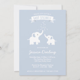 Blue Elephant Baby "Sprinkle" Shower Invitation Kaart