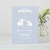 Blue Elephant Baby "Sprinkle" Shower Invitation Kaart (Staand voorkant)