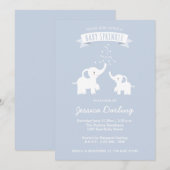 Blue Elephant Baby "Sprinkle" Shower Invitation Kaart (Voorkant / Achterkant)