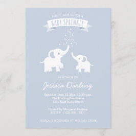 Blue Elephant Baby "Sprinkle" Shower Invitation Kaart
