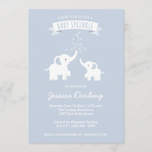 Blue Elephant Baby "Sprinkle" Shower Invitation Kaart
