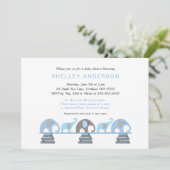 Blue Elephant Baby's eerste Baby shower Kaart (Staand voorkant)