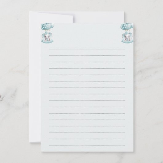 Blue Elephant ballon Baby Boy Shower Checlist Kaart (Achterkant)