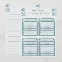 Blue Elephant ballon Baby Boy Shower Checlist