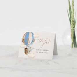 Blue Elephant Balloon Baby shower Hartelijk dank Bedankkaart